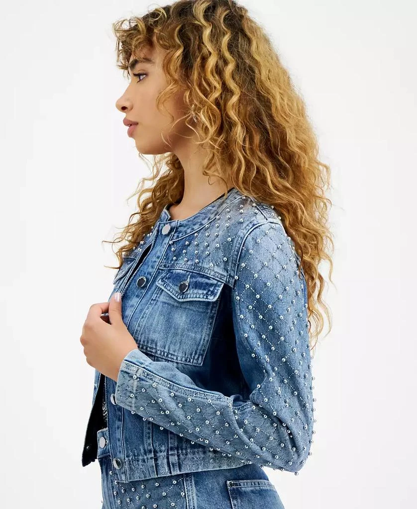 GUESS Women's Marissa Cotton Embellished Denim Jacket 3