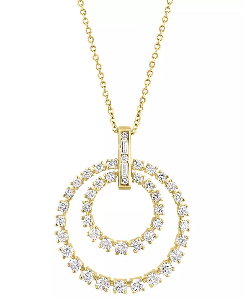 Effy EFFY® Diamond Round & Baguette Double Circle 18" Pendant Necklace (1-5/8 ct. t.w.) in 14k Gold 2