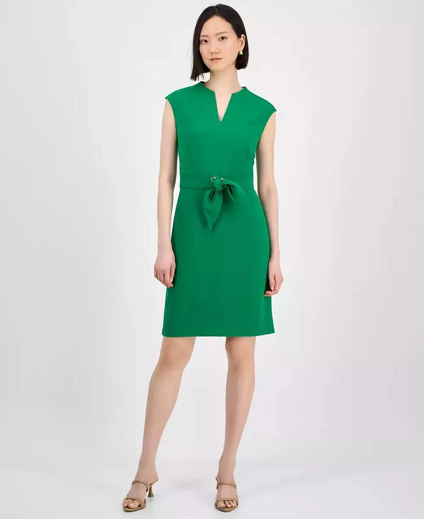 Tahari Petite Tie-Front Sleeveless Scuba Sheath Dress 1