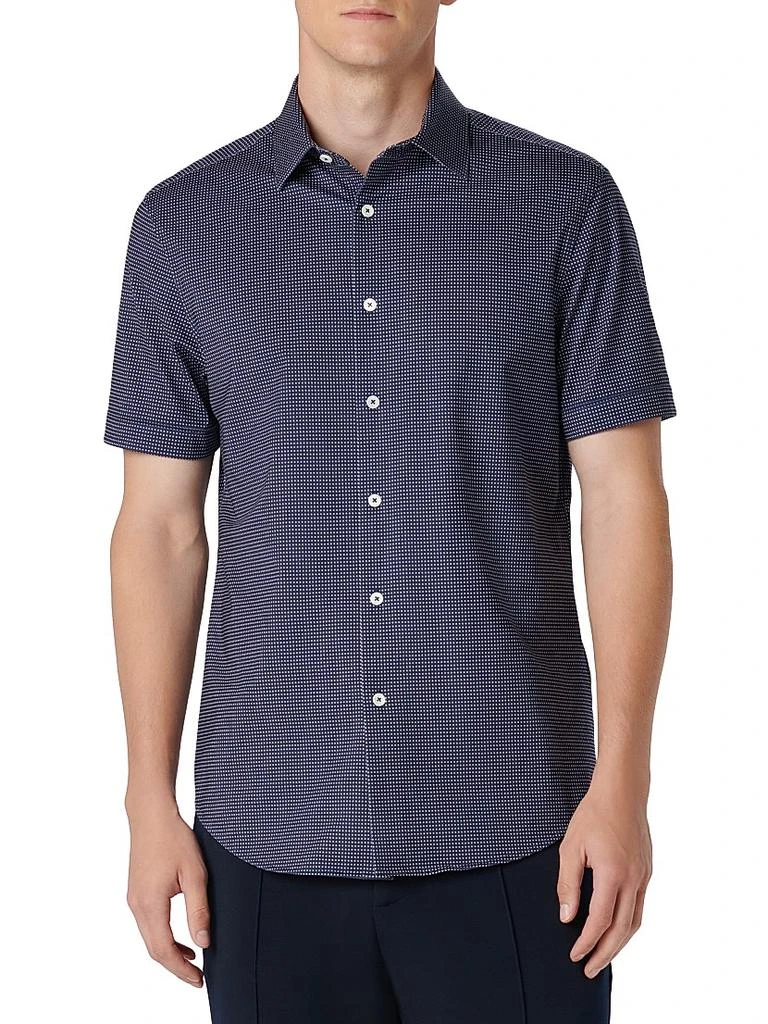 BUGATCHI OoohCotton® Miles Pin Dot Short-Sleeve Shirt 3