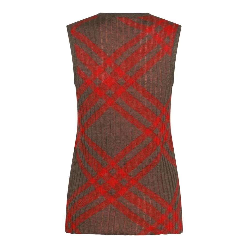Burberry Burberry Check-Pattern Ribbed-Knit Sleeveless Top 2