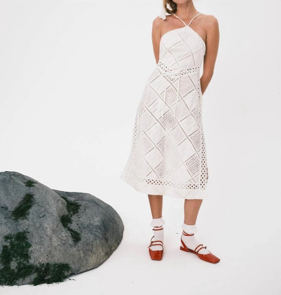 For Love & Lemons Temple Midi Dress In White 2