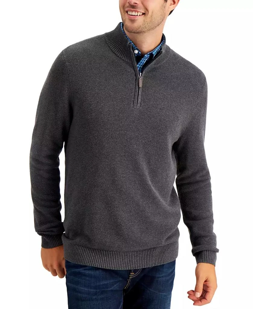 Club Room Men's Quarter-Zip Textured Cotton Sweater, Created for Macy's 1