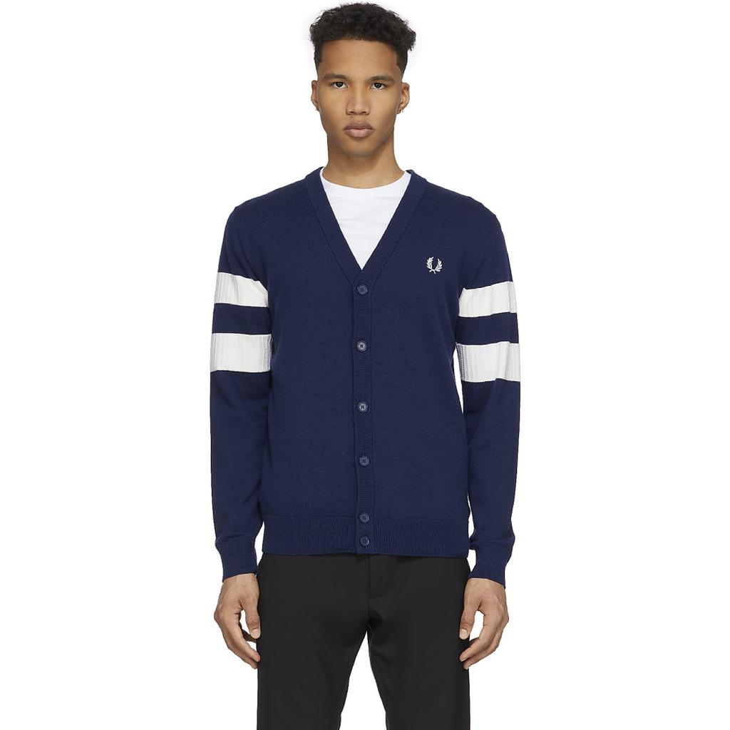 冬ギフト  Fred Perry Tipped Sleeve Cardigan - Sweaters - BeyondStyle トップス