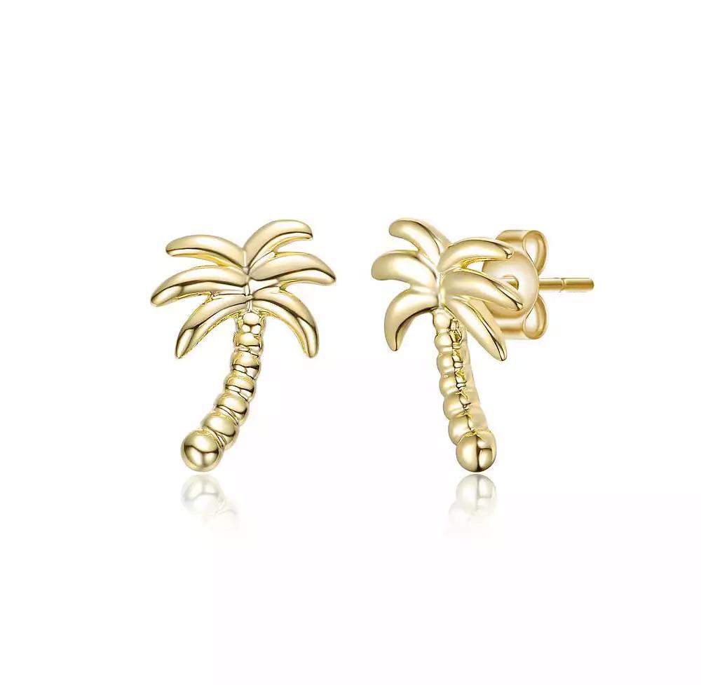 GiGiGirl Tropical Palm Tree Shaped Stud Earrings in 14K Gold Plated