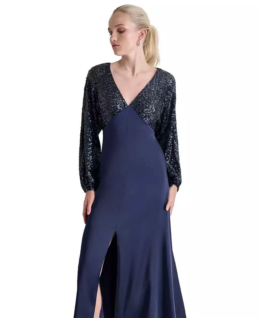 DKNY Women's Sequin Embellished Blouson-Sleeve Gown 4