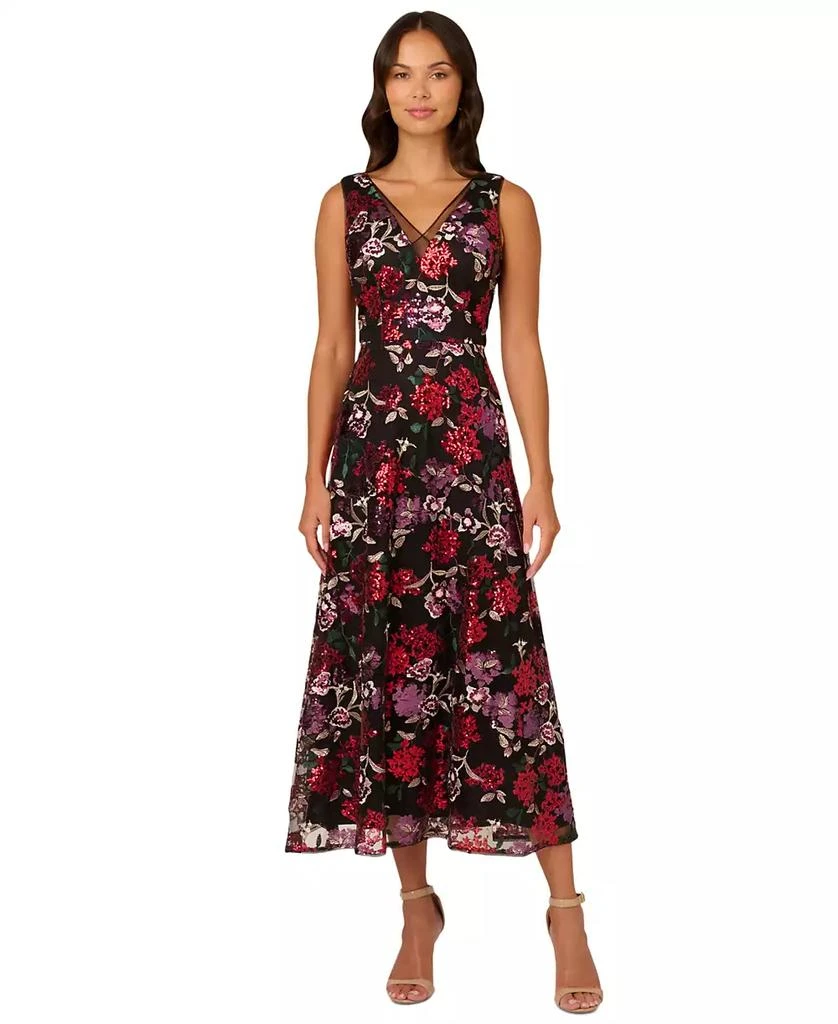 Adrianna Papell Women's Floral Sequin Fit & Flare Dress 3