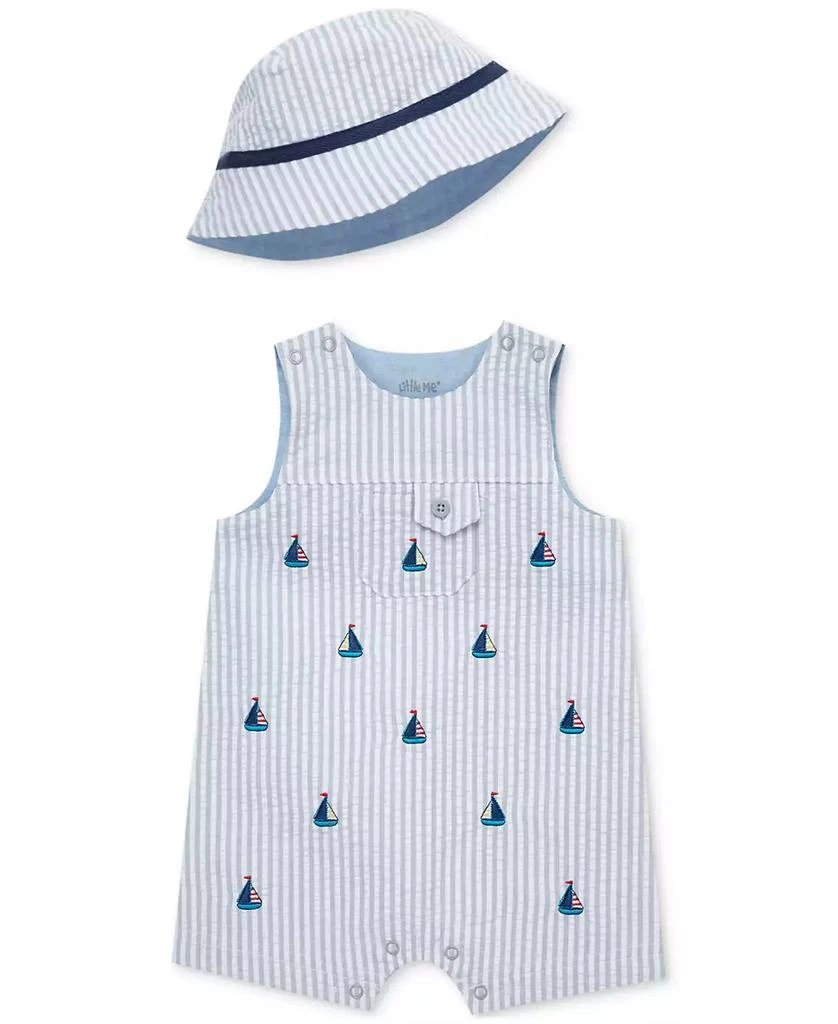 Little Me Baby Boys 2-Pc. Cotton Sunsuit & Bucket Hat Set 1