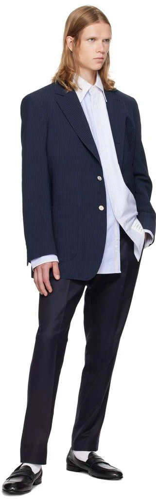 Thom Browne Blue 4-Bar Oversized Shirt 4