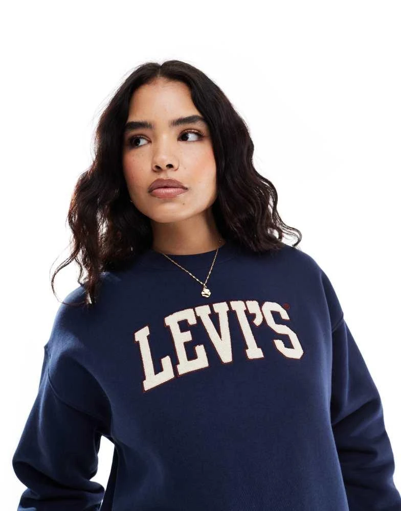 Levi's Levi's Salinas varsity chenille logo relaxed fit sweatshirt in navy 1