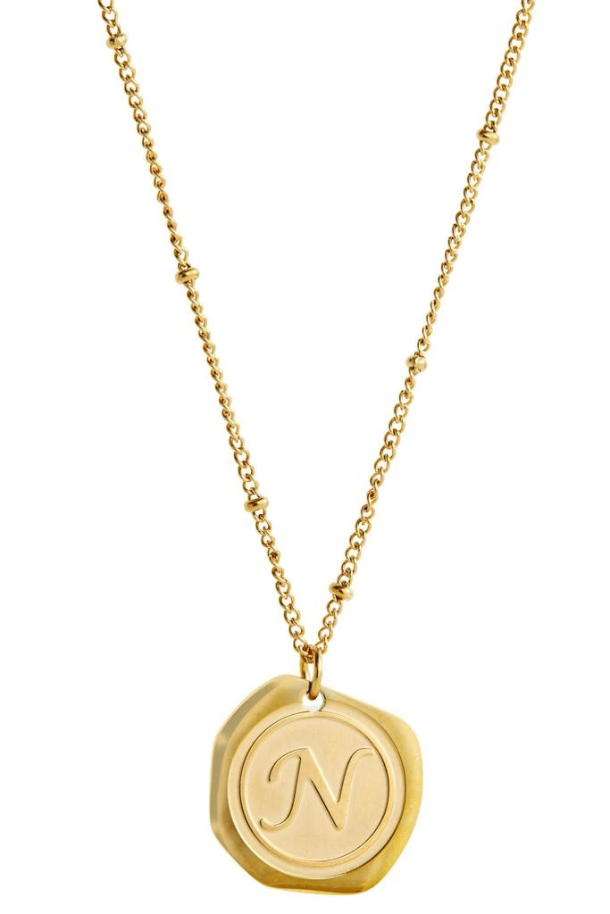Savvy Cie Jewels 22K Gold Plated Coin Initial Necklace 4