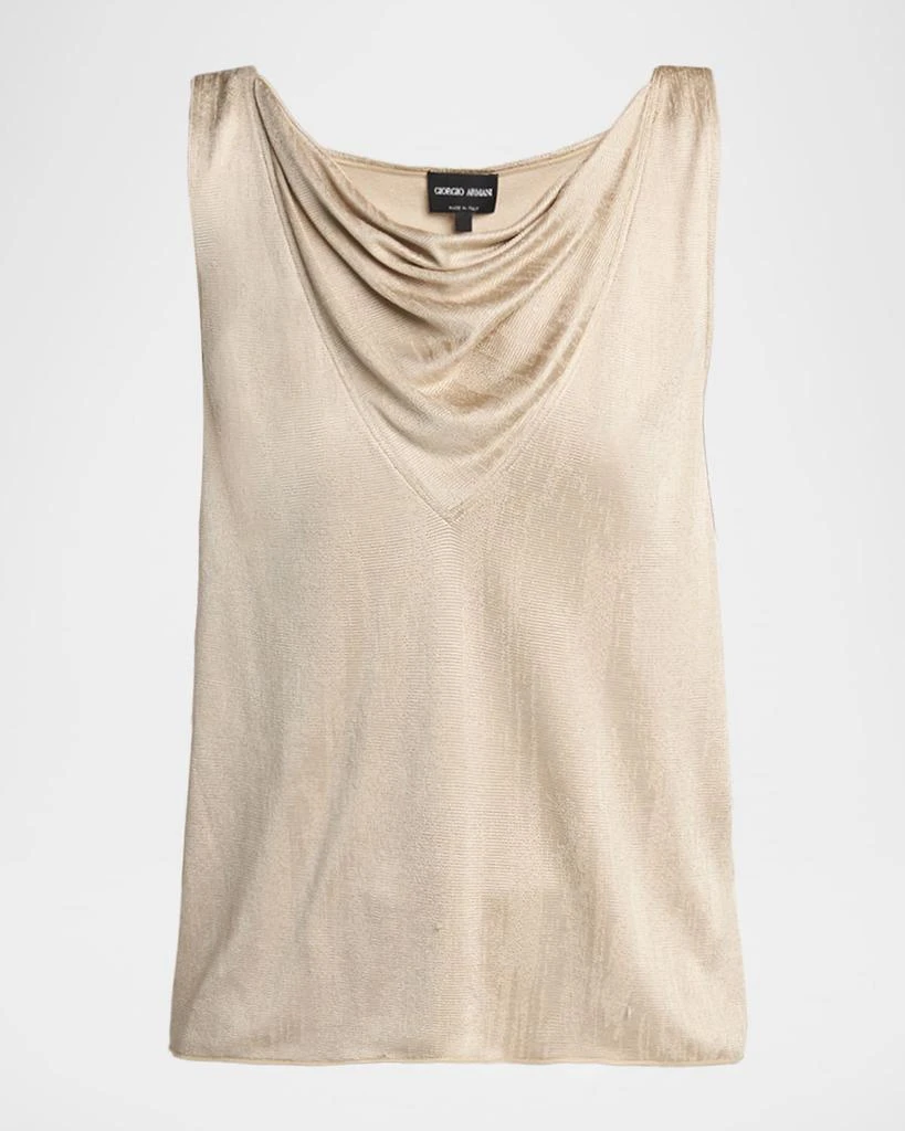 Giorgio Armani Cowl-Neck Metallic Jersey Top