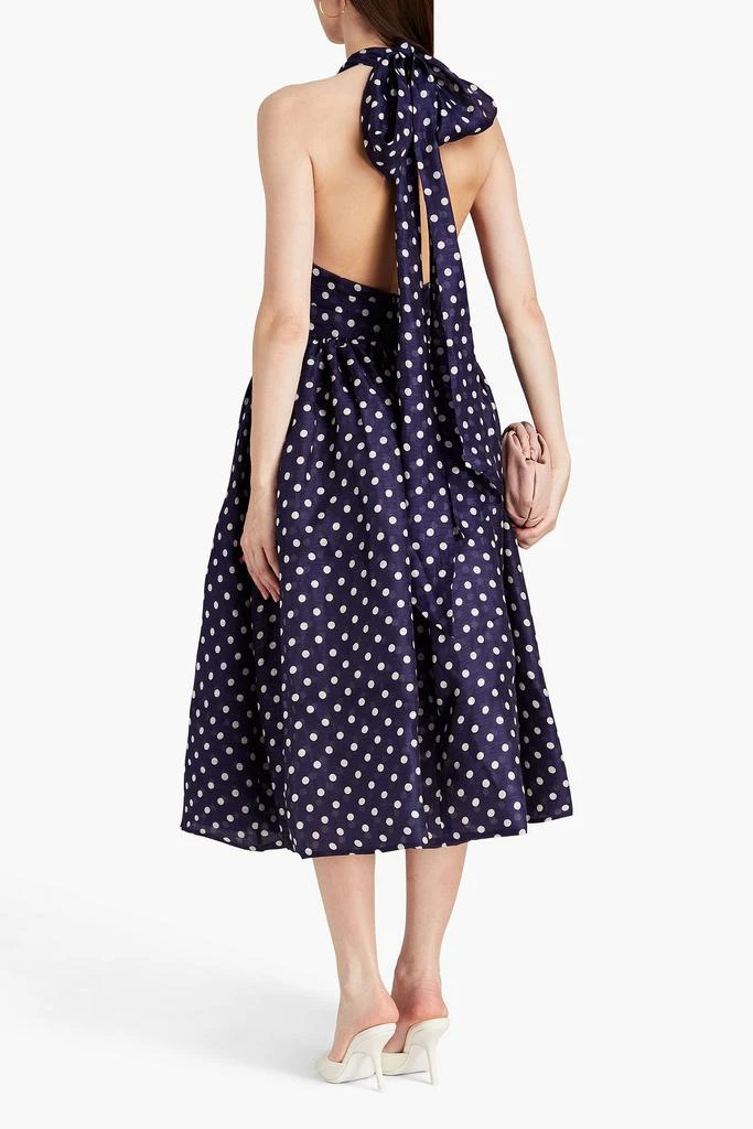 Zimmermann Polka-dot linen and silk-blend halterneck midi dress 3