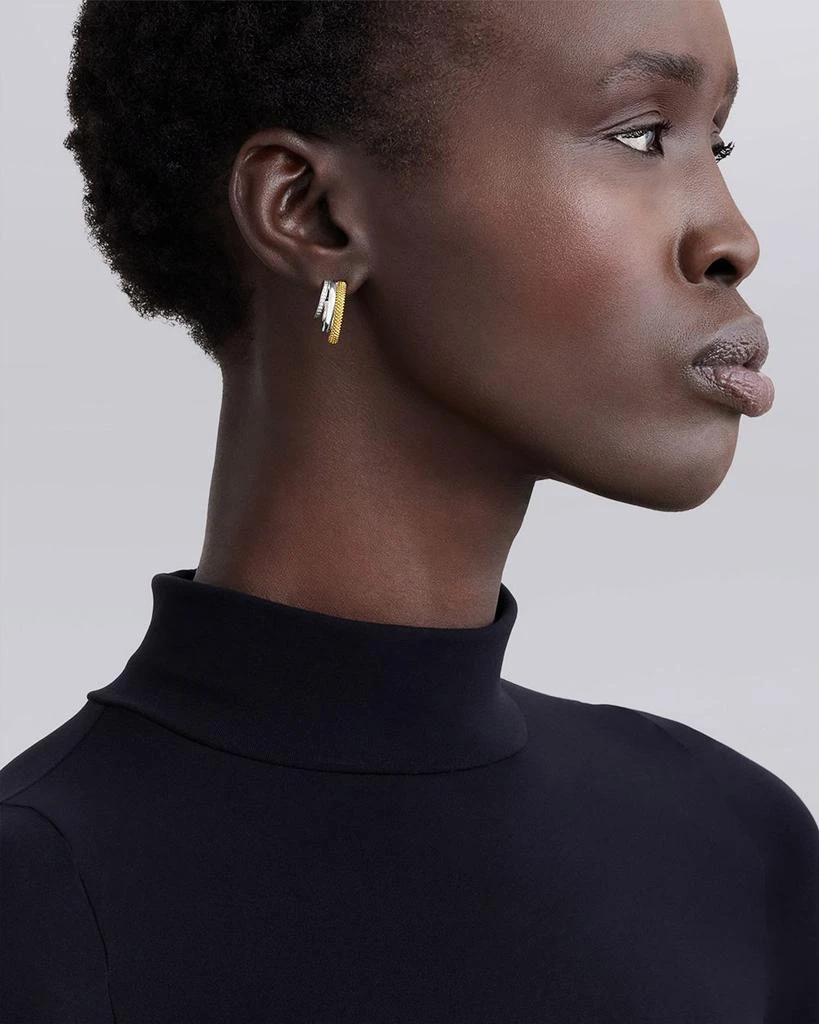 LAGOS Two Tone Caviar Lux Three Ring Diamond Hoop Earrings, 0.16 tcw 2