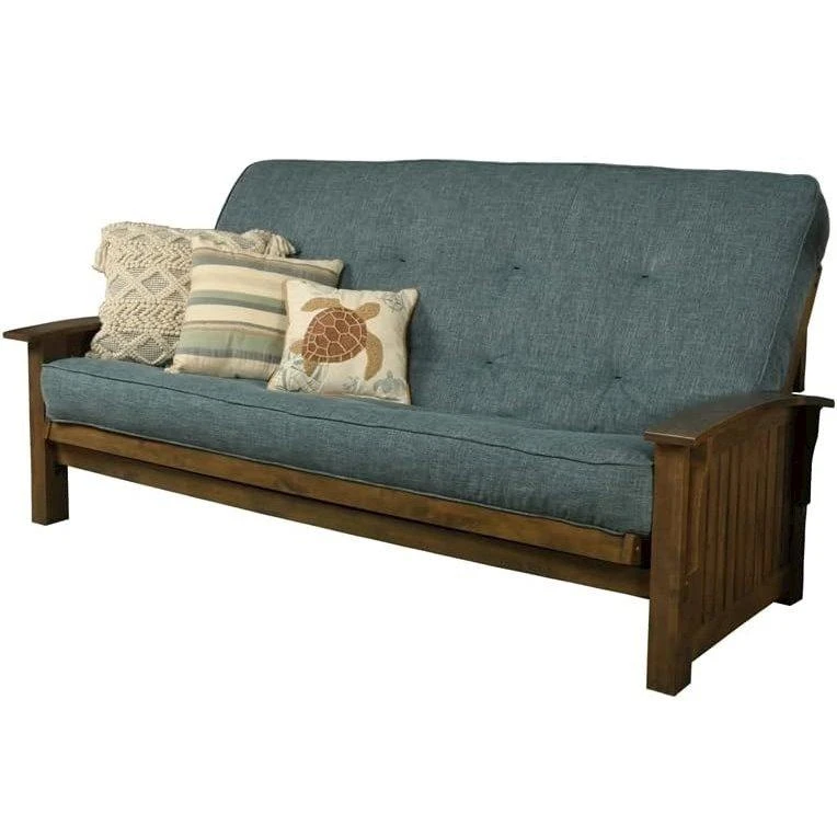 KODIAK Washington Frame-Rustic Walnut Finish-Linen Aqua Mattress