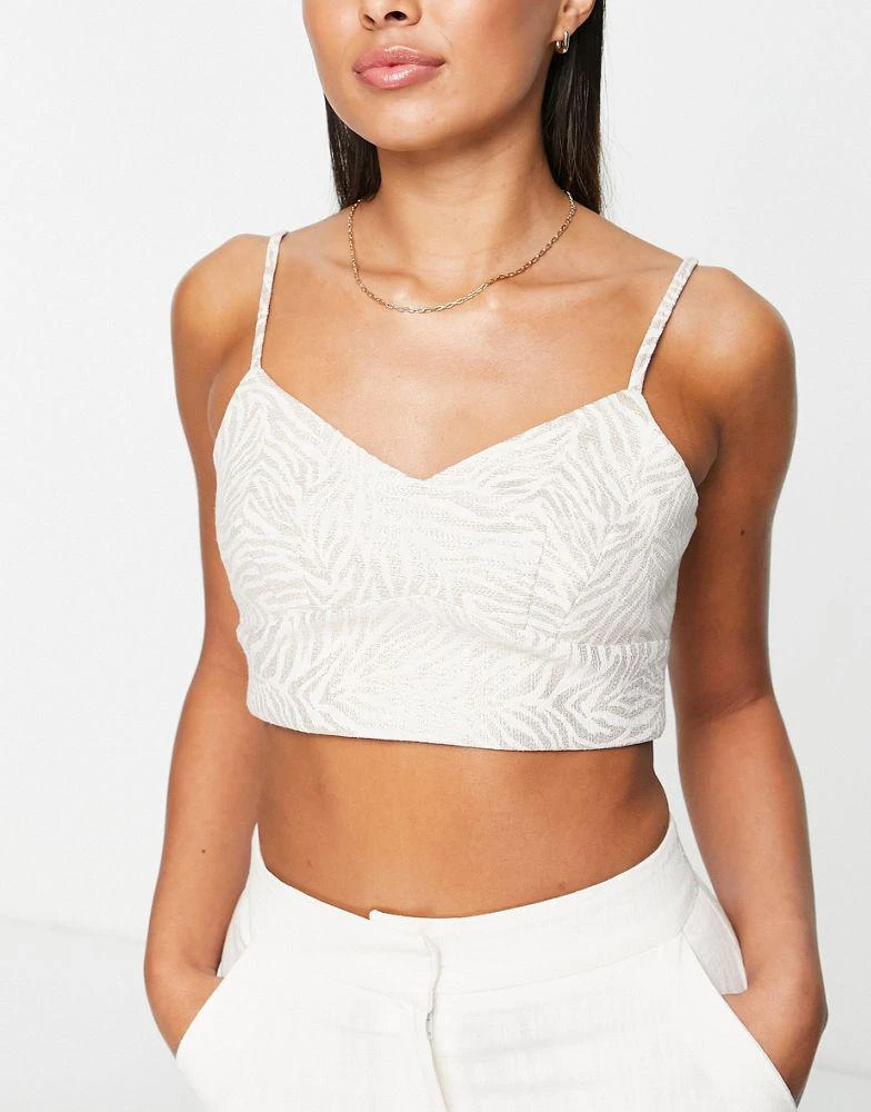 River Island River Island jacquard animal bralet in cream 1