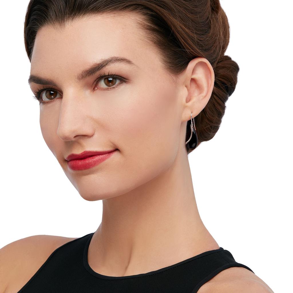 Ross-Simons Ross-Simons Black Onyx and Sterling Silver Curve Drop Earrings