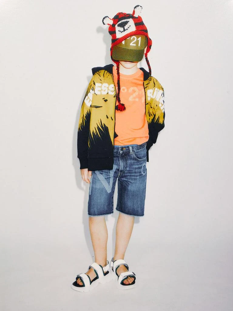 N°21 Logo Print Cotton Denim Shorts 1