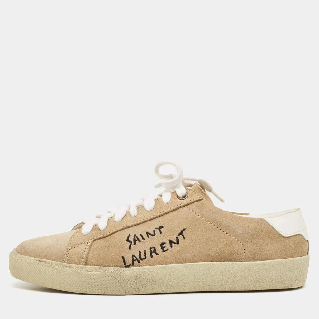 Yves Saint Laurent Saint Laurent Beige Suede Court Classic Lace Up Sneakers Size 37 1