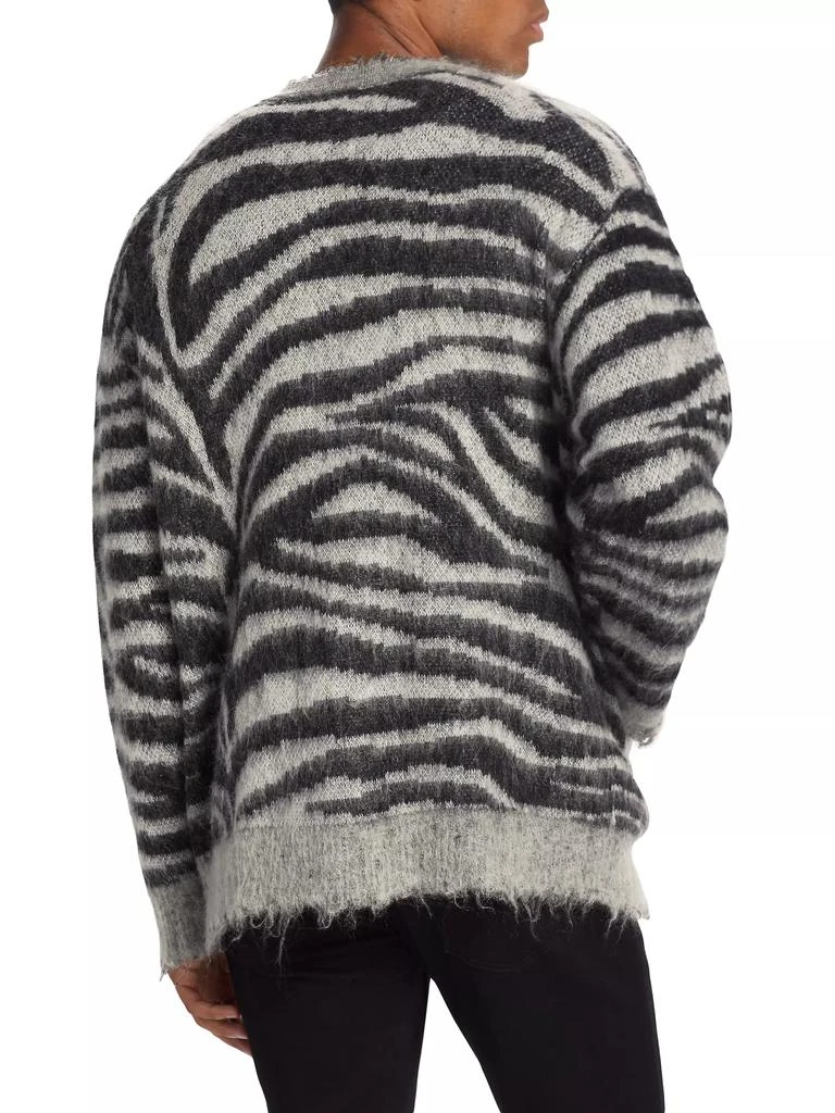 R13 Mohair-Wool Frayed-Trim Zebra Cardigan 5