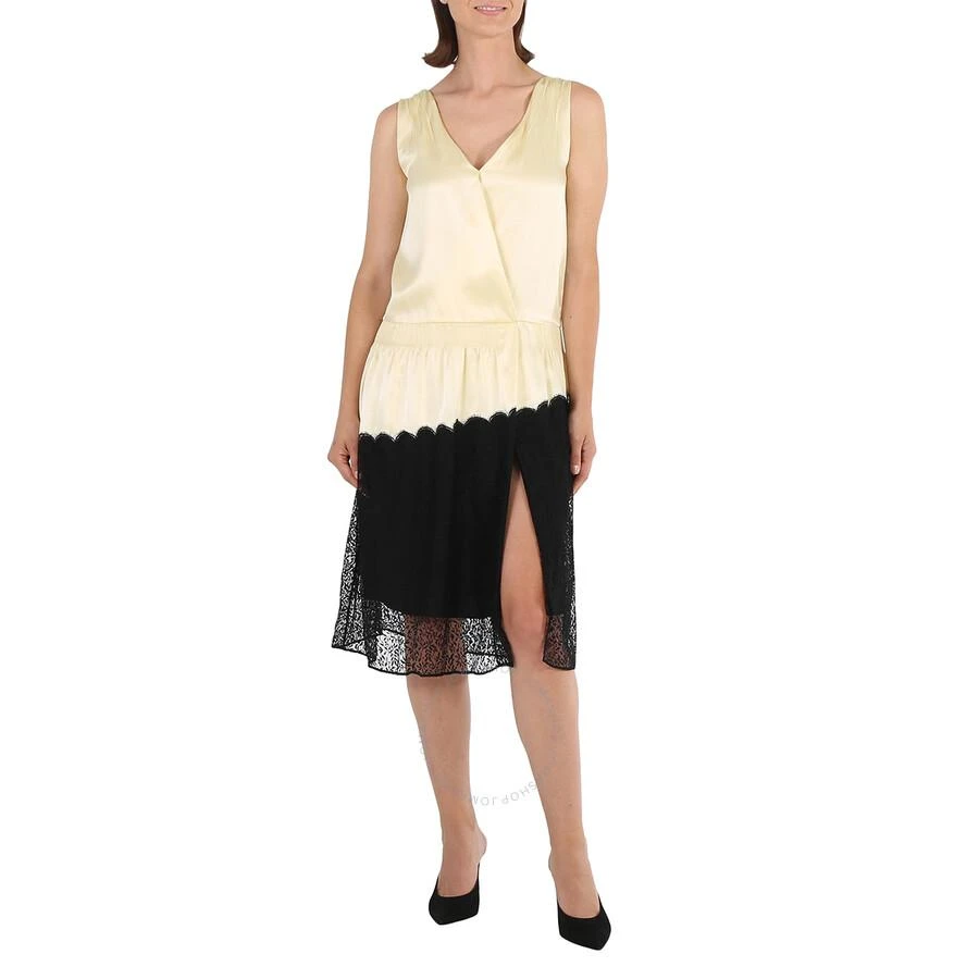 Burberry Ladies Cream Silk Satin And Lace Sleeveless Dress 2