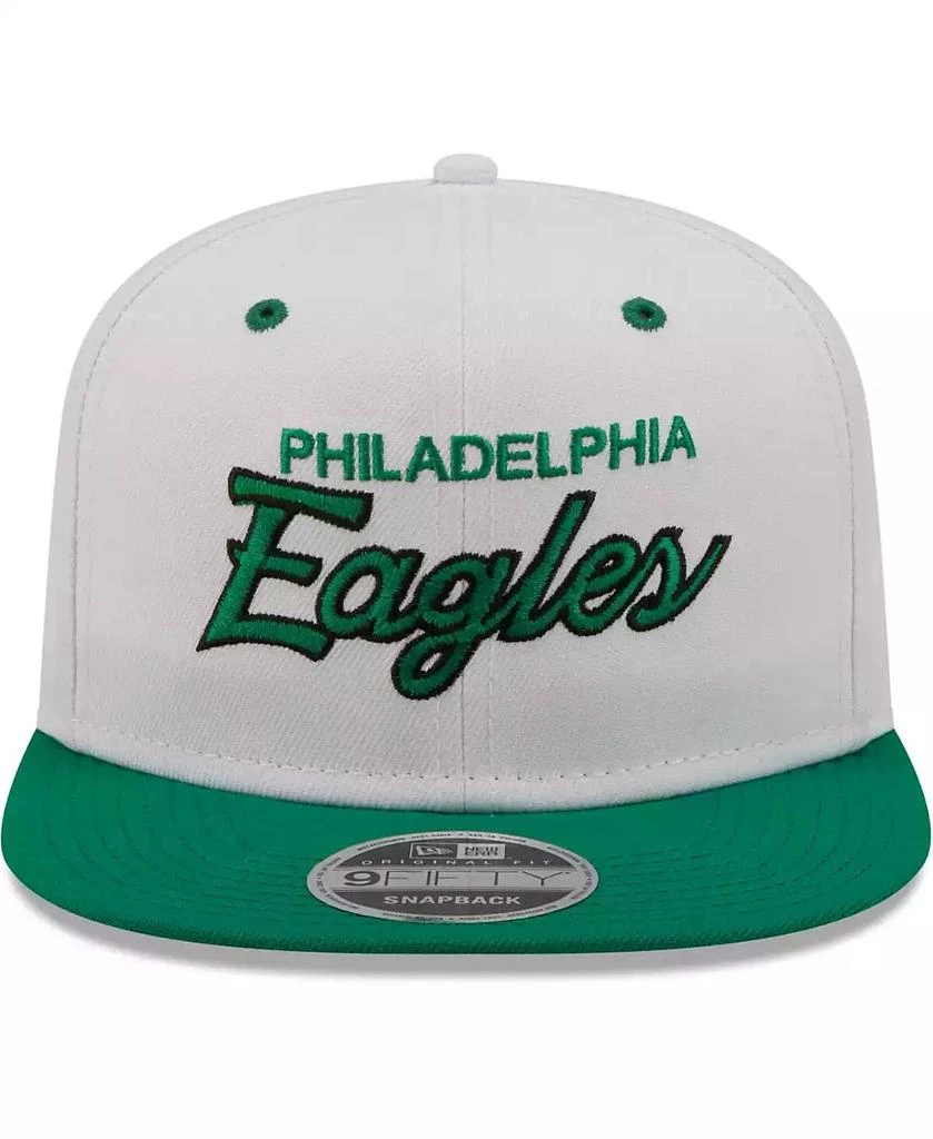 New Era Men's White, Kelly Green Philadelphia Eagles Sparky Original 9Fifty Snapback Hat 3