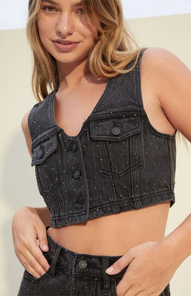 PacSun Studded Ultra Cropped Denim Vest 1