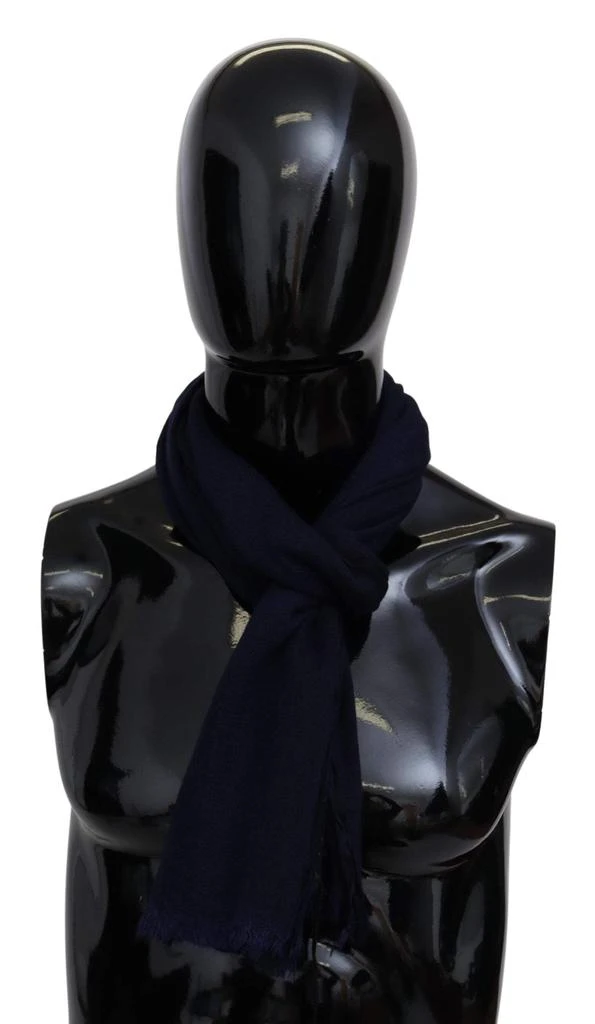 Missoni Missoni Blue Wool Knit Unisex Neck Wrap Scarf 1