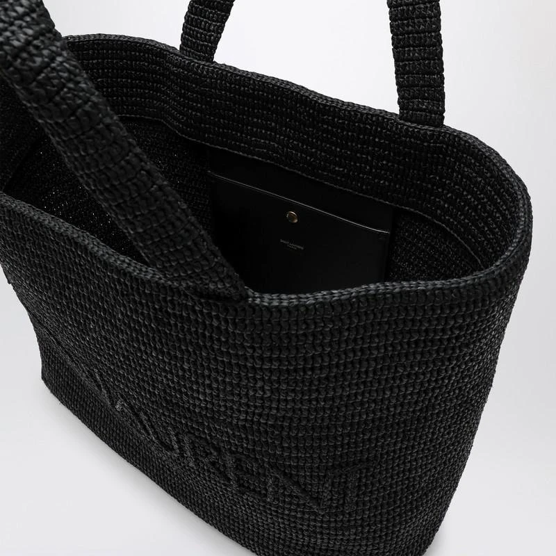 Yves Saint Laurent Black Raffia Tote Bag with logo 5