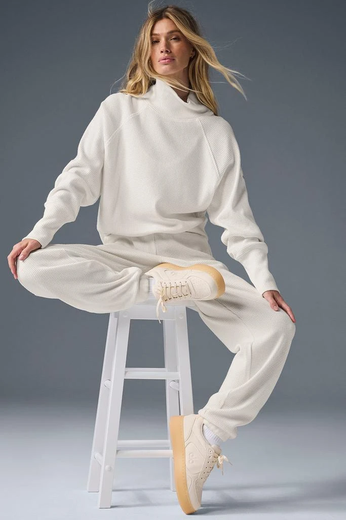 Alo Yoga Waffle Weekend Escape Mock Neck Long Sleeve - Ivory 6