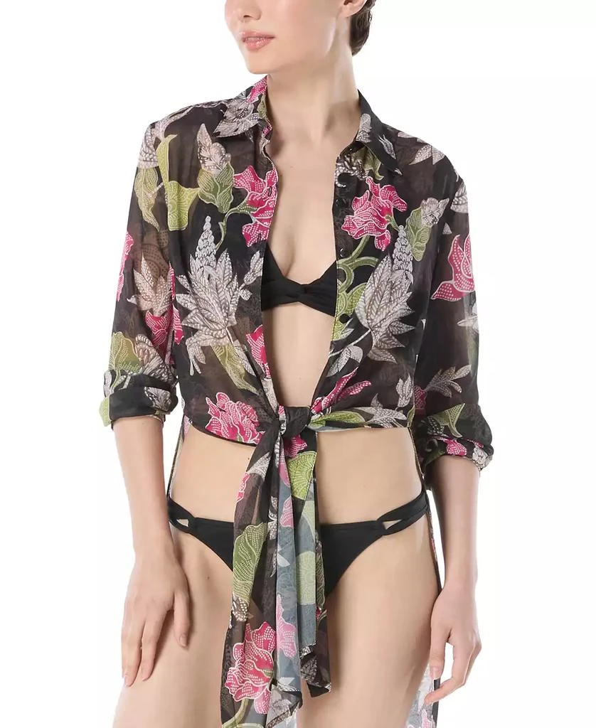 Carmen Marc Valvo Women's Printed Convertible Shirt Swim Cover-Up 3