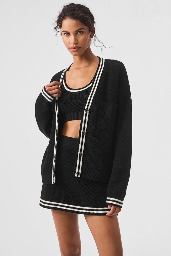 Alo Tennis Club Sweater Knit Cardigan - Light Provence Blue/White
