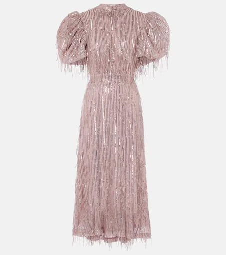 ROTATE Birger Christensen Sequined balloon-sleeve midi dress 1