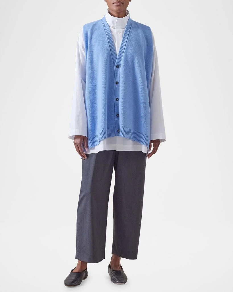 Eskandar A-Line Sleeveless V-Neck Cashmere Cardigan (Mid Plus Length) 2