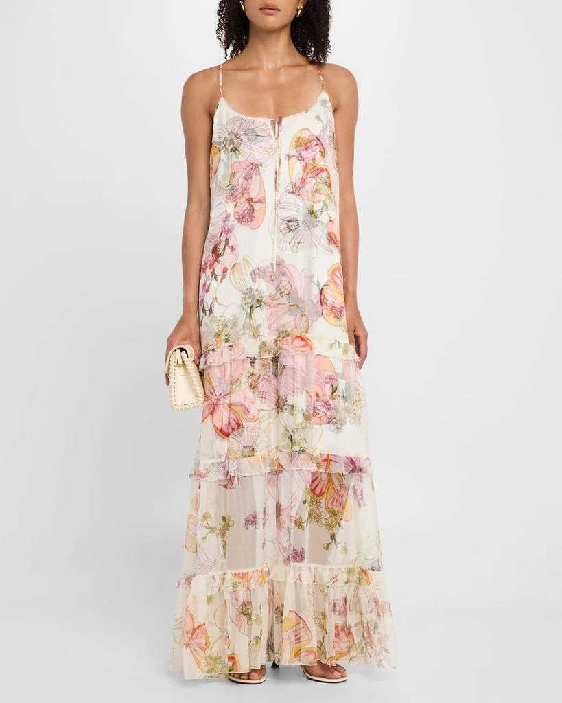 chinese dress ladies Bailey Square Neck Maxi Dress -Blue Floral Print