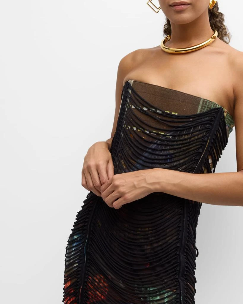 Jean Paul Gaultier City-Print 3D Slashing Strapless Mini Dress 7