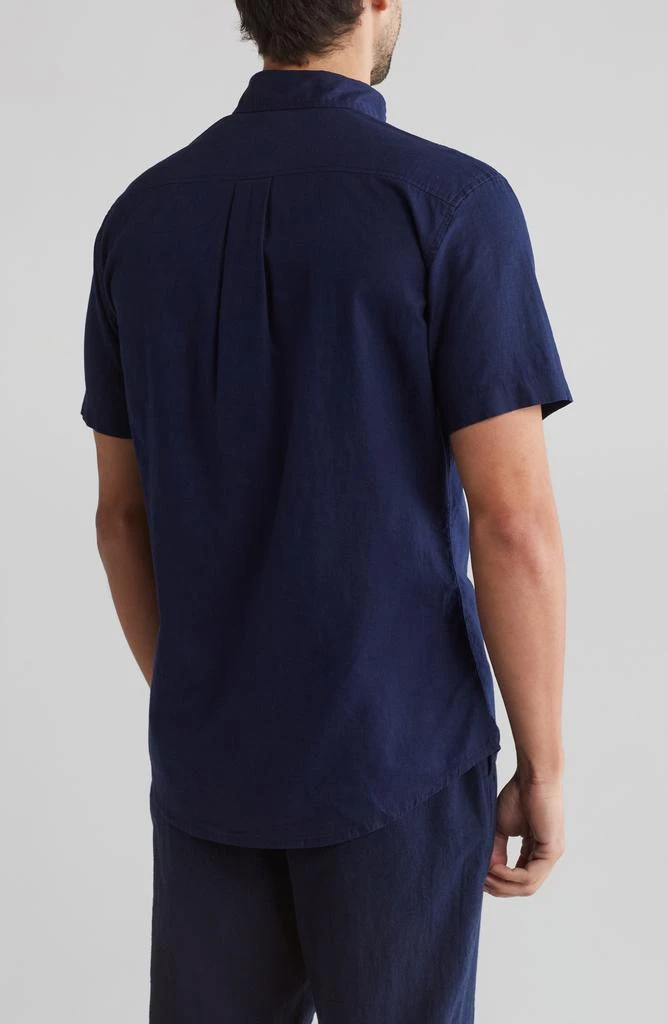 14th & Union Slim Fit Short Sleeve Linen Blend Button-Down Shirt 2
