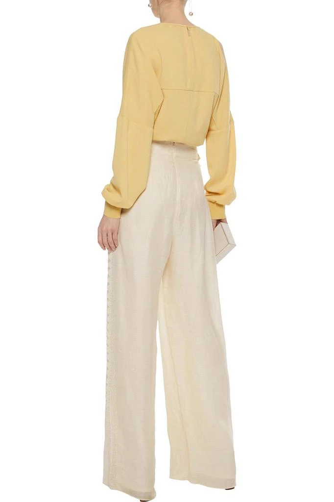 Zimmermann Crochet-trimmed silk and linen-blend wide-leg pants 3