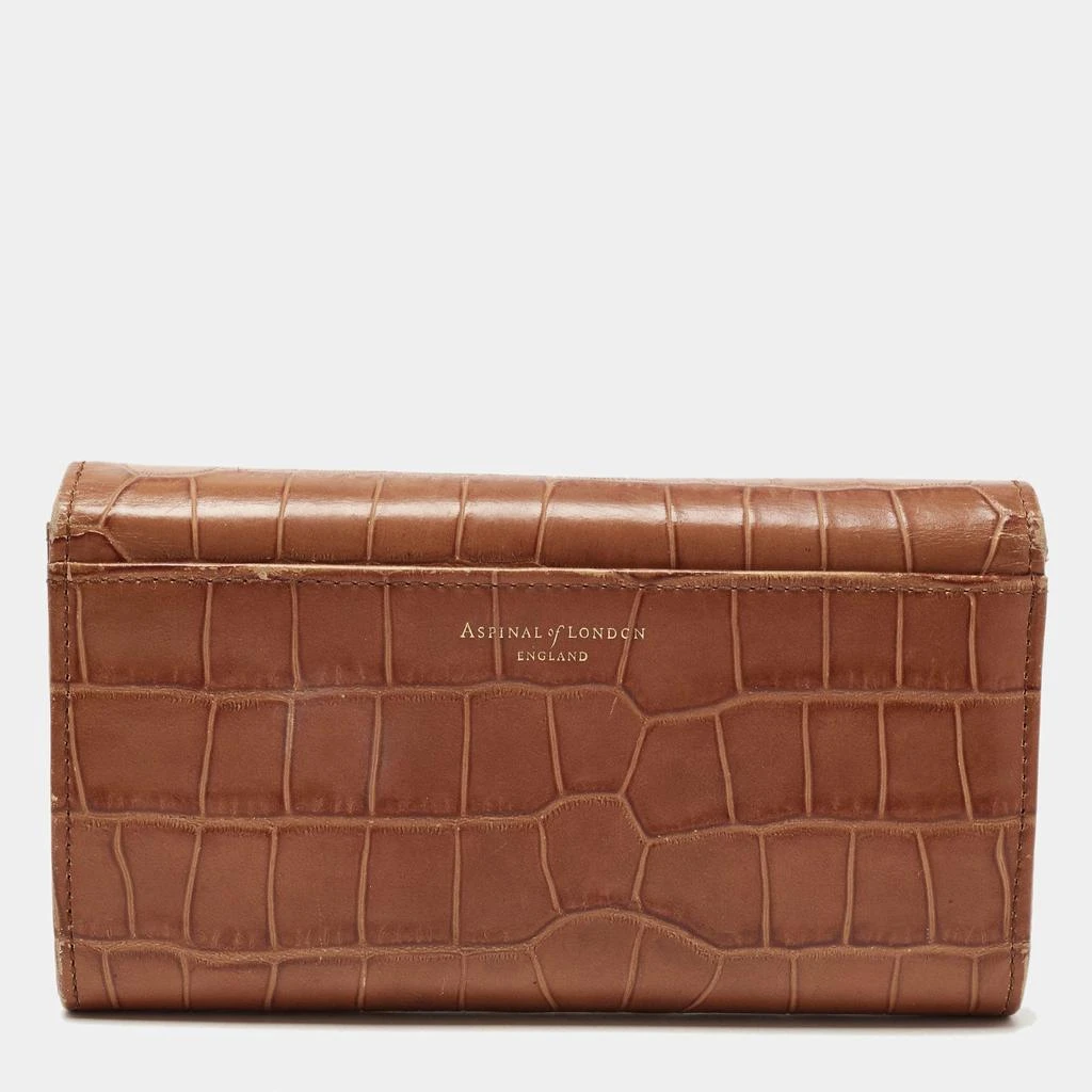 Aspinal of London Aspinal Of London Brown Croc Embossed Leather Mayfair Continental Wallet 2