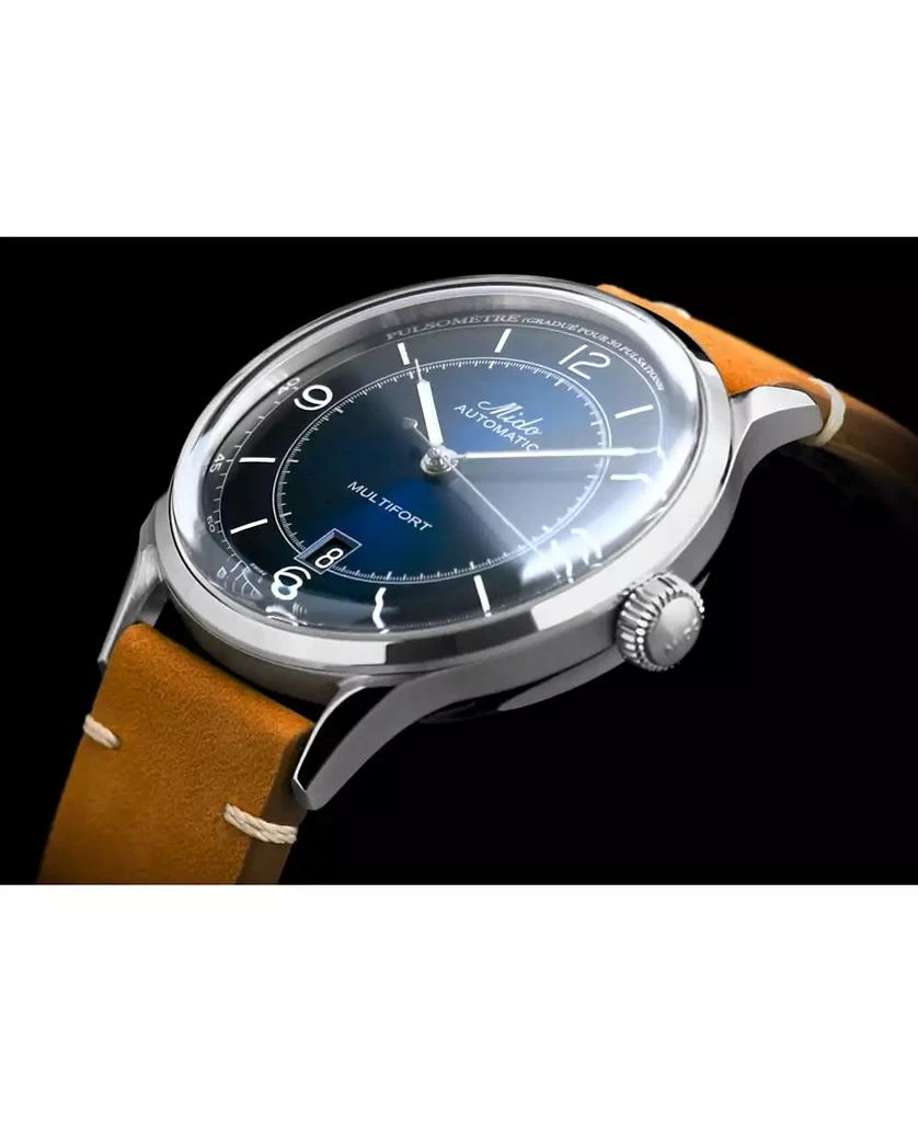MIDO Men's Swiss Automatic Multifort Patrimony Pulsometer Brown Leather Strap Watch 40mm 6