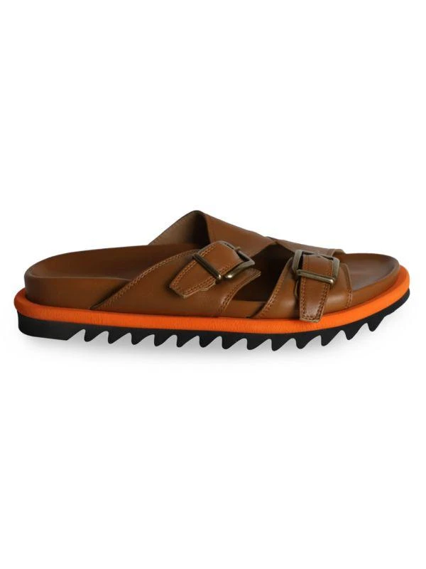 Dries Van Noten Sawtooth Leather Buckled Slides 1