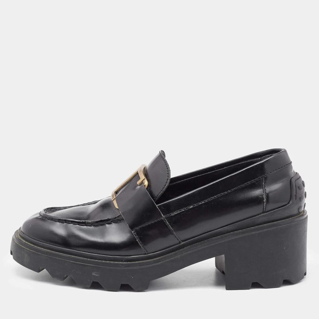 Tod's Tod's Black Leather Platform Loafers Size 37 1