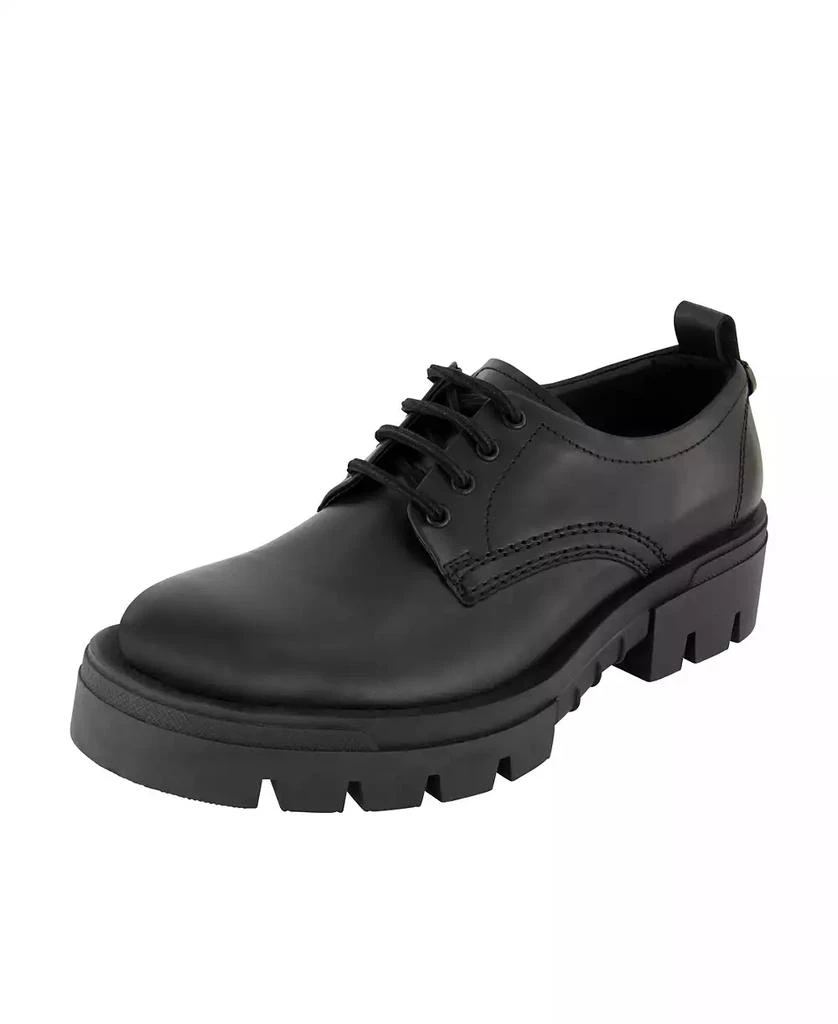 Karl Lagerfeld Paris Men's White Label Leather Plain Toe Derby On Lug Sole Shoes 1
