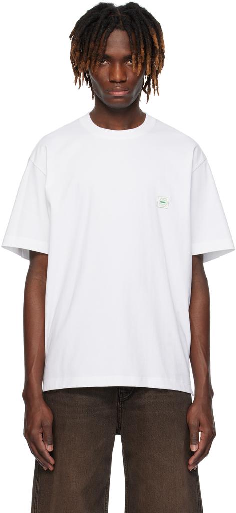 Solid Homme White Embroidered-Logo T-shirt