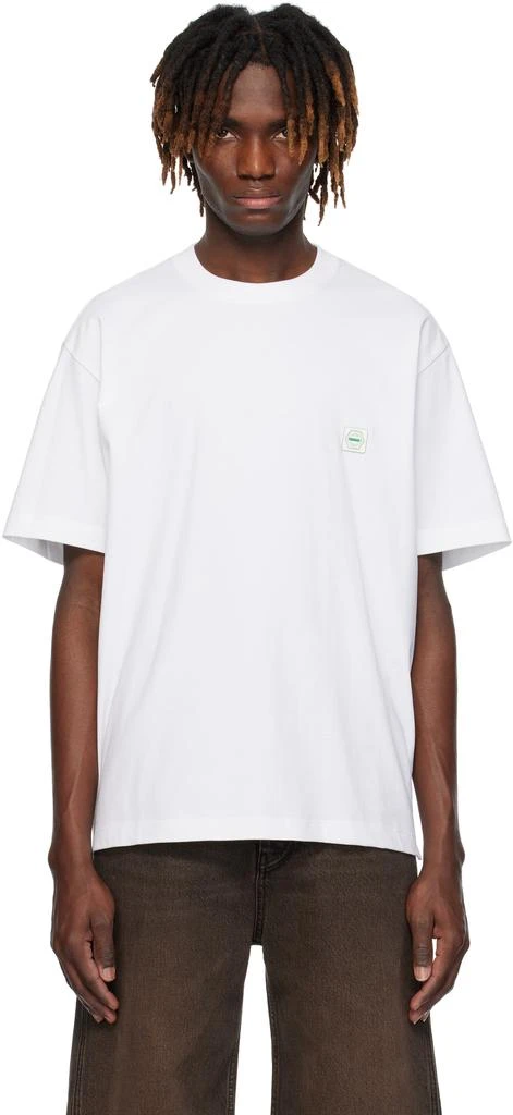 Solid Homme White Embroidered-Logo T-shirt 1