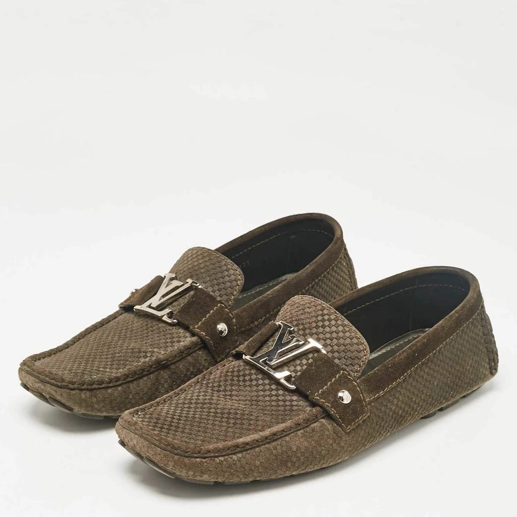 Louis Vuitton Louis Vuitton Green Suede Monte Carlo Loafers Size 44 2
