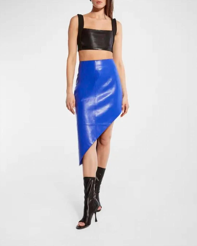 AS by DF As By Df - Fallon Asymmetric Recycled Leather Midi Skirt Ultra Marine Blue 6