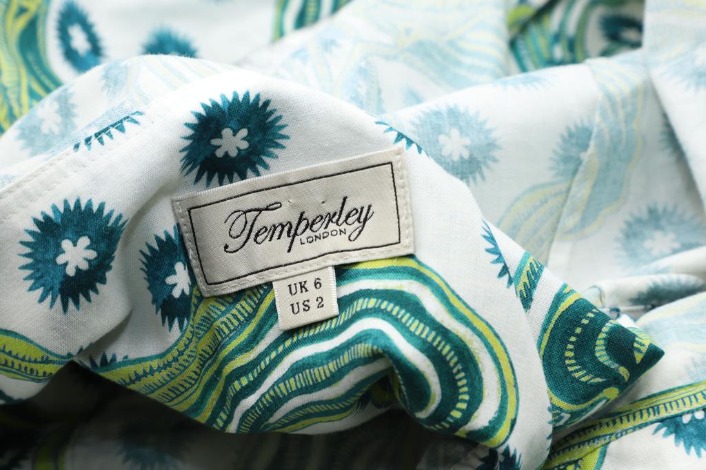 Temperley London Florrie Wrap Dress in Green Print Cotton