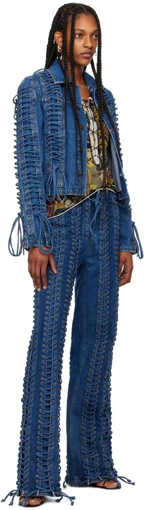 Jean Paul Gaultier Blue 'The Lace-Up' Denim Jacket 4
