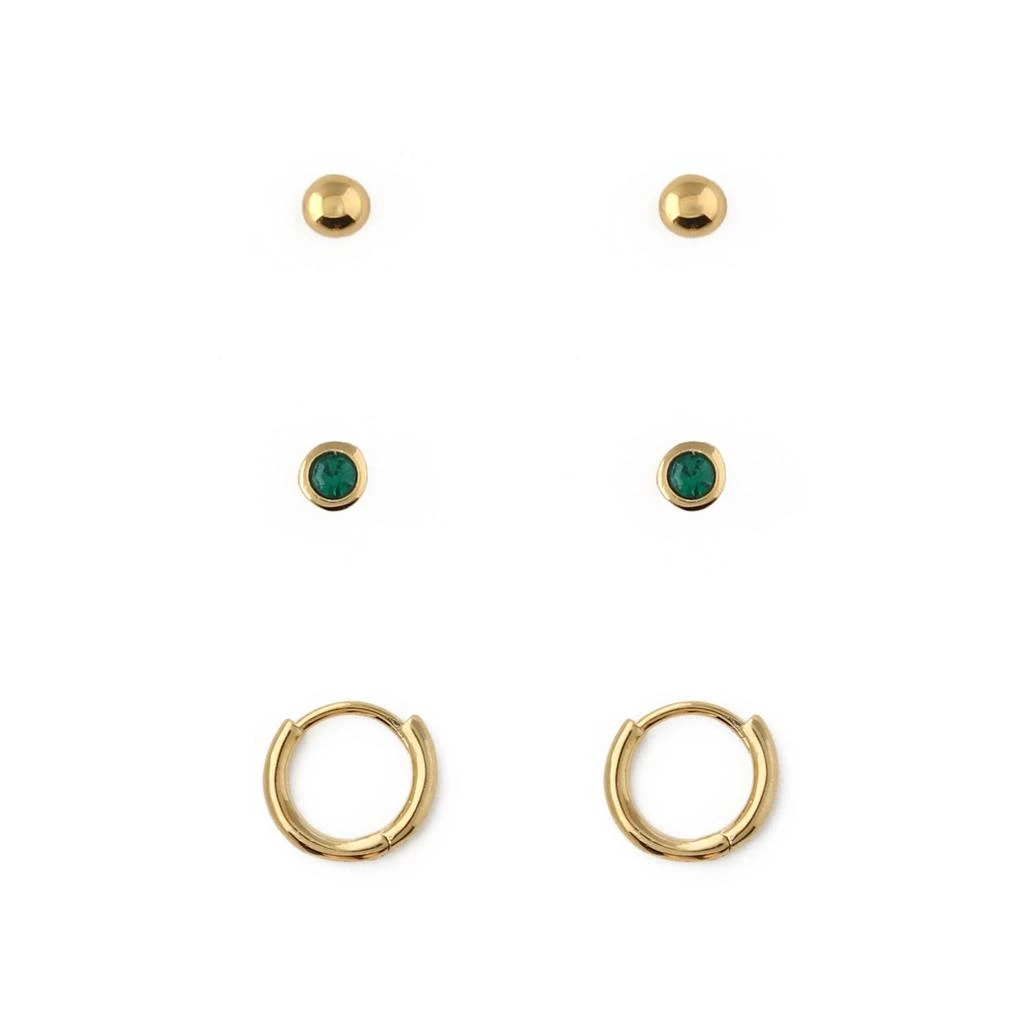 Orelia London Emerald Stud & Hoop Earrings 3 Pack Made With Swarovski Crystals 1